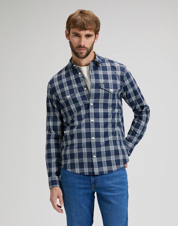 Koszula Męska Lee Regular Shirt Mood Indigo Plaid 112376590