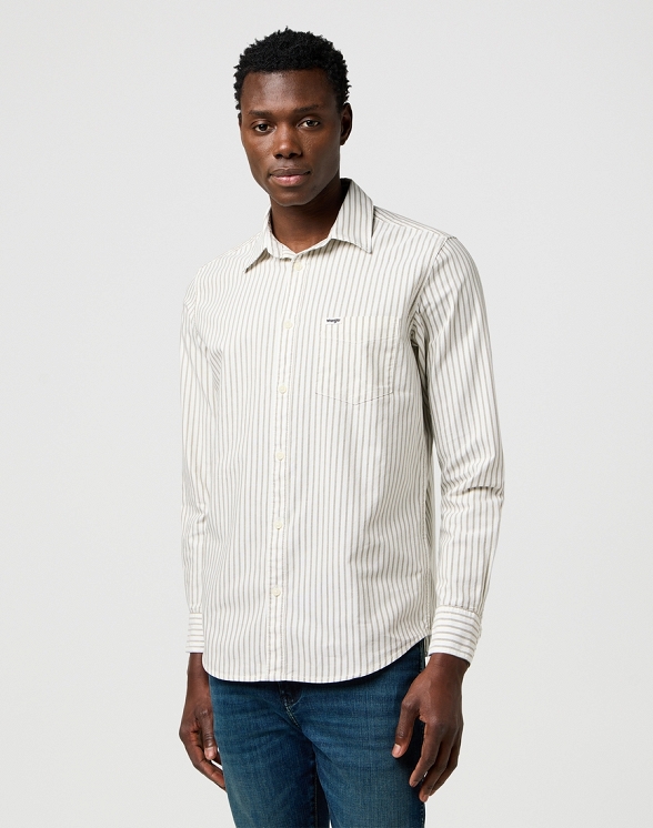 Koszula Męska Wrangler 1 Pkt Shirt Green Oxford 112371616