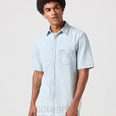 Koszula Męska Wrangler Ss 1 Pkt Shirt Blue Grammer 112350387