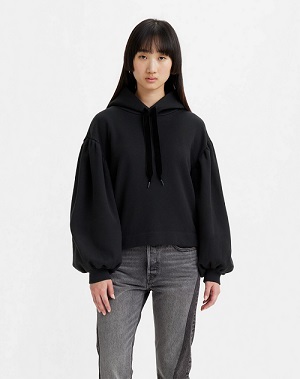 damska czarna bluza z kapturem Levis